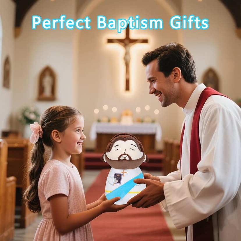 Jesus Stuffed Animal Religious Gifts - My Friend Jesus Plush Doll First Communion Stuffed Animal Bible Pillow Book Perfect for Kids' Gift Toy Pillows Blue 11 Inch