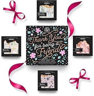 FinchBerry Thank You for Being a Friend Gift Set – Best Friends & Friendship Gifts for Women & Men – Includes 4 Handmade Natural Bar Soaps (4.5 oz Each)