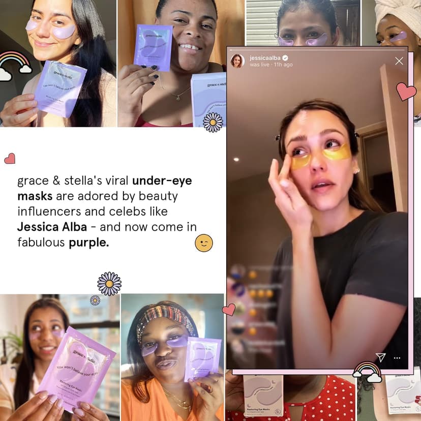 grace & stella Retinol Under Eye Patches for Puffy Eyes & Dark Circles - Restoring Gel Under Eye Masks with Hyaluronic Acid - Christmas Gifts for Teens, Birthday Gifts for Women (Purple, 24 Pairs)