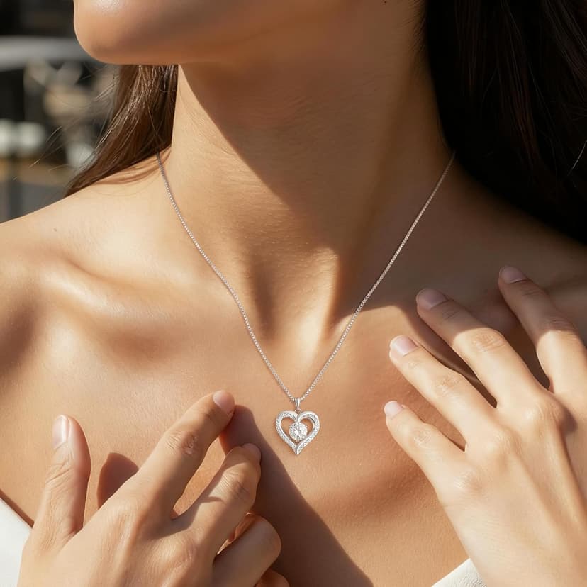 Moissanite Heart Necklaces for Women, 1-3 Carat Moissanite 925 Sterling Silver Necklace, Anniversary Present for Women, Birthday Gifts for Wife, Jewelry Gifts for Christmas, Valentine's Day