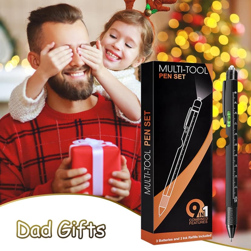 Gifts for Men, Christmas Stocking Stuffers for Men Dad Husband Adults, 9 in 1 Multitool Pen, Cool Tools Gadgets Birthday Present, Fathers Day Dad Gifts from Daughter Son