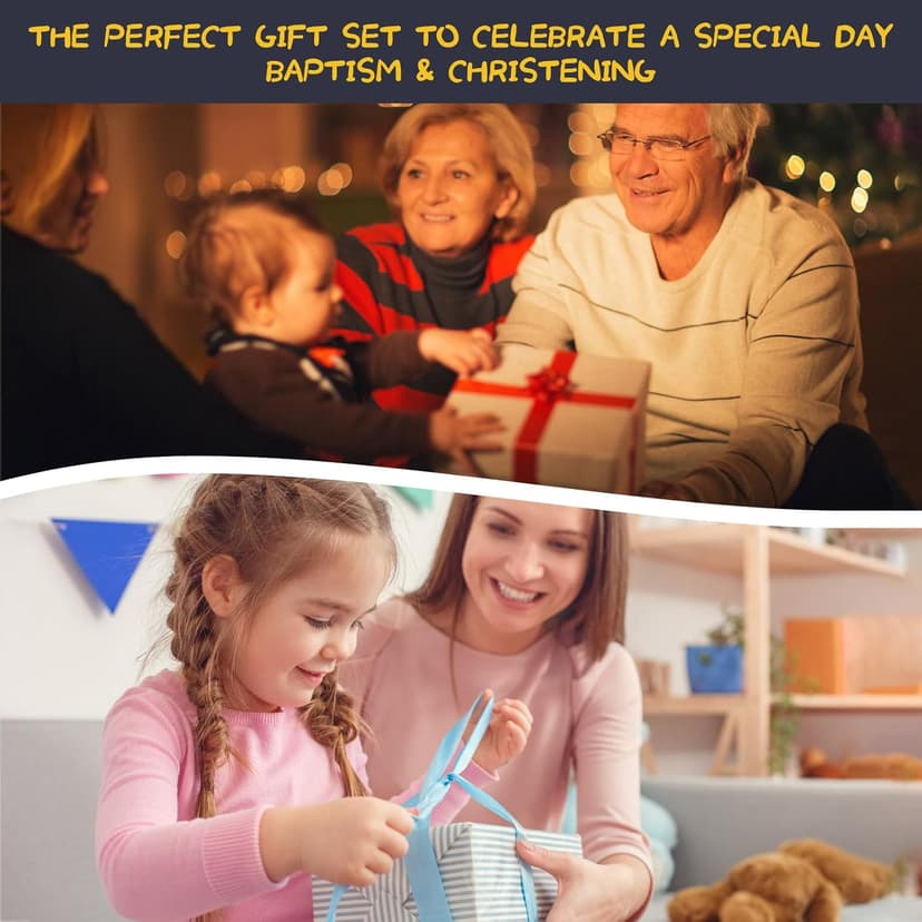 Baptism Gifts for Girls, Baby Dedication Gift, Christening Gifts for Baby Girls, Baptism Gifts Set Include 7'' Plush Bunny and Let's Pray Book in Keepsake Box.