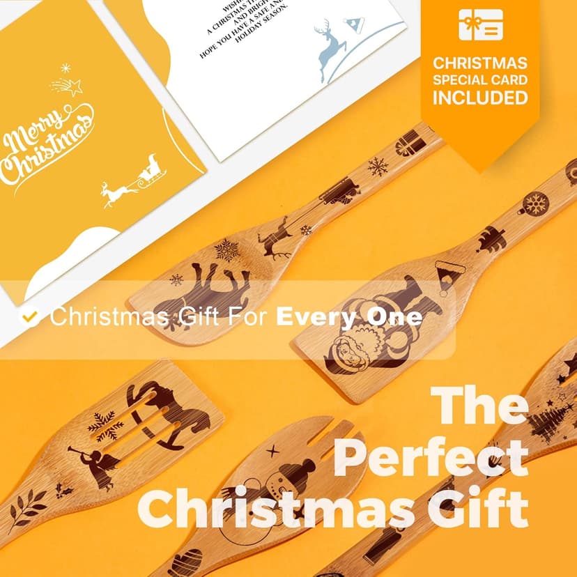 Riveira 6-Piece Wooden Spoons For Cooking & Serving - Christmas Gifts for Women who have everything - Christmas Kitchen Utensils - Gift for Mom - Cooking Utensils