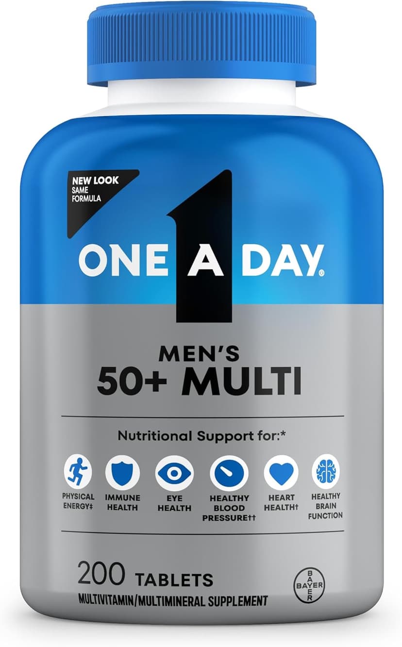 ONE A DAY One A Day Men’s 50+ Healthy Advantage Multivitamin, Multivitamin for Men with Vitamins A, C, E, B6, B12, Calcium and Vitamin D, Tablet, 200 Count (Pack of 1)