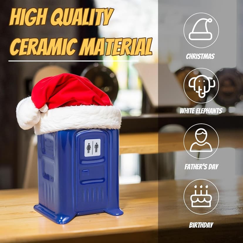 Ceramic Porta Potty Shot Glasses(1 PACK), White Elephant Gift for Adults, Gag Gifts Funny for Adults, Top Choice Secret Santa Gifts for Men, Friends and Coworker