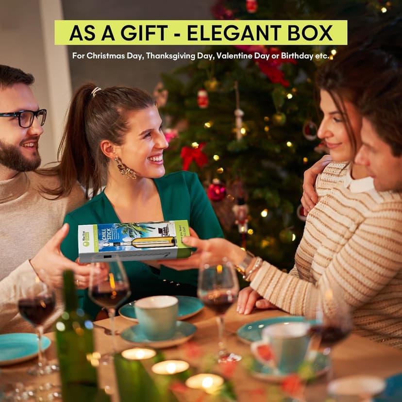 Wine Chiller - Wine Cooler Stick, 3 in 1 Stainless Steel Wine Bottle Chiller with Aerator and Pourer, The Best Holiday Gifts.