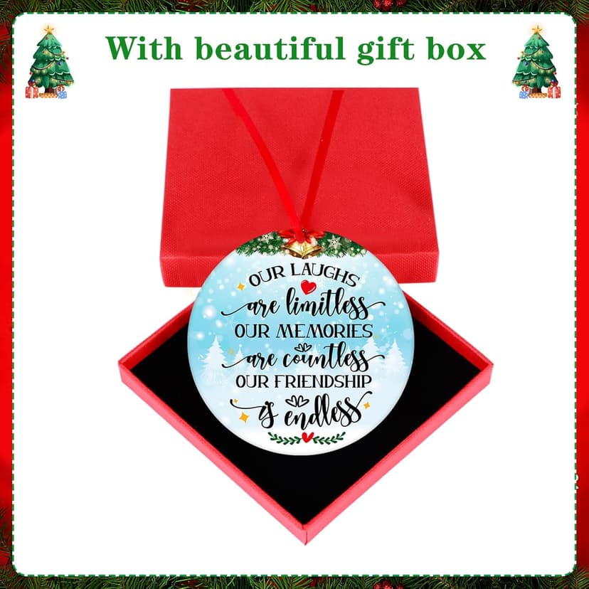 WaaHome Our Friendship is Endless Christmas Ornaments Friend Gifts for Women, Best Friend Ornaments for Christmas Tree Decorations Friendship Gifts for Friends Female Women