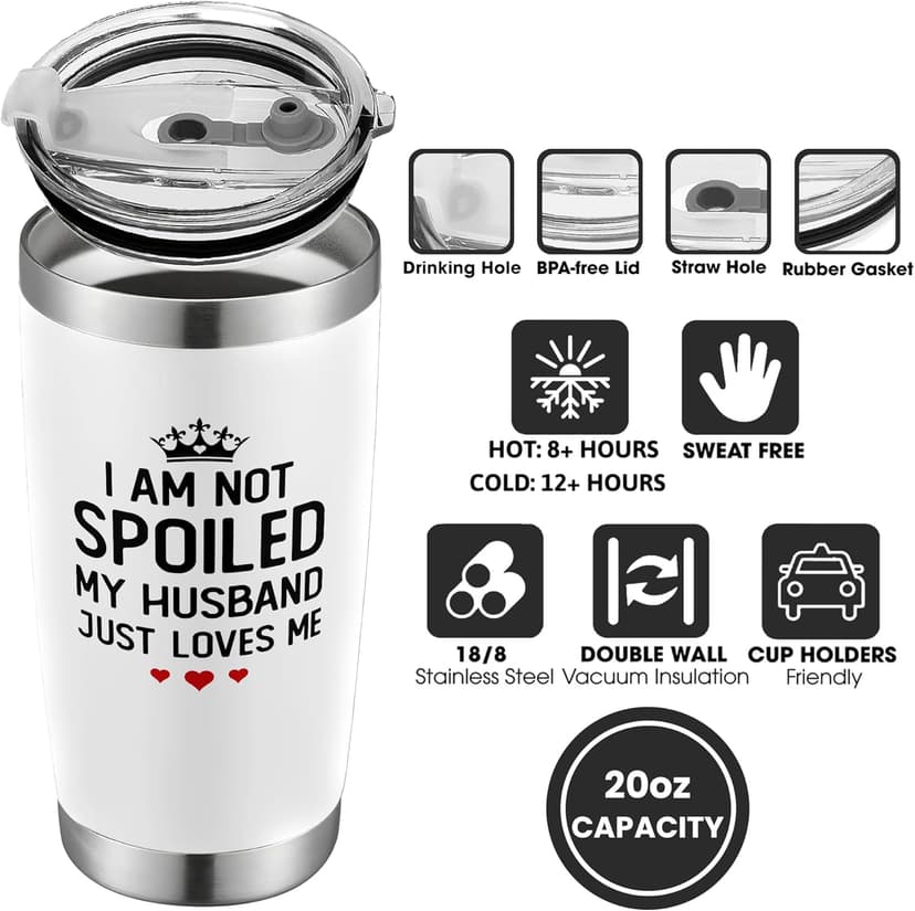 Gifts for Wife - Wife Gifts from Husband - Wedding Anniversary for Women, Valentines, Birthday Gift Ideas, Mothers Day, Christmas Gift for Her - Romantic Cup for Her - 20 Oz White Tumbler