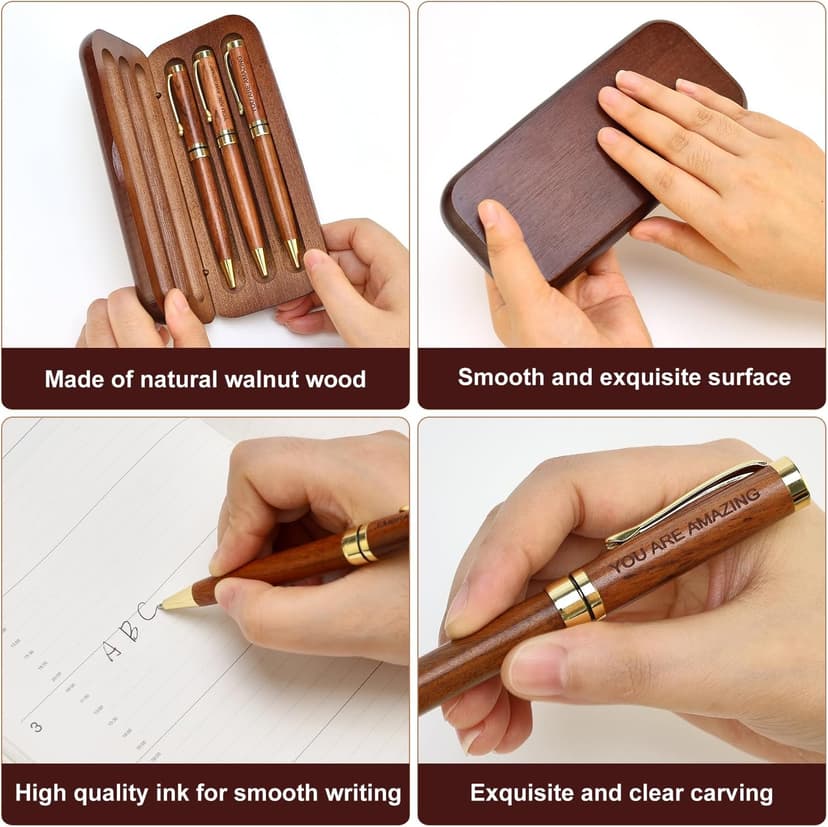 Luxury Wooden Pen Set Thank You Gifts for Women Men Friends Cool Teacher Boss Appreciation Gift for Female Coworkers Nice Engraved Pens Gifts Office Business Pens Work Employee Gratitude Gift