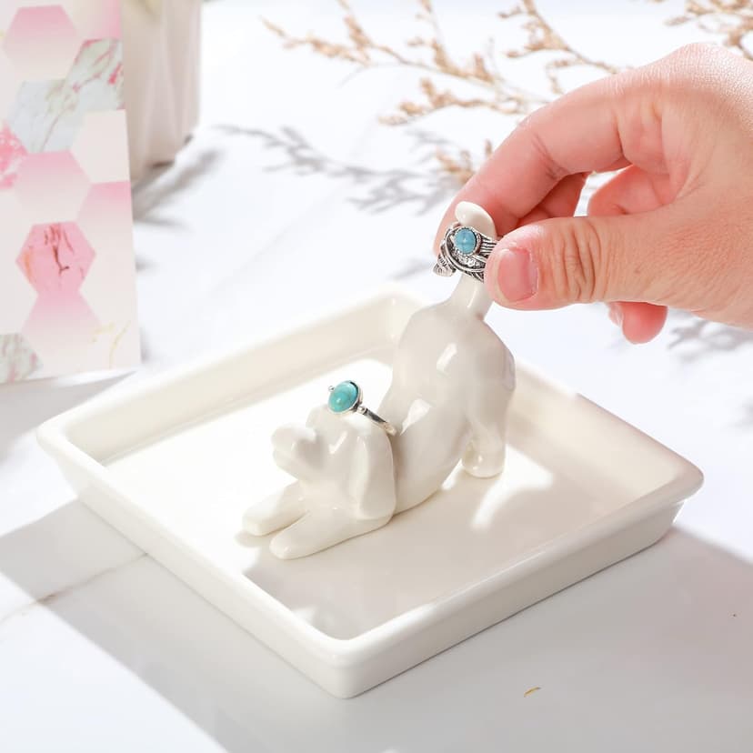 PUDDING CABIN Dog Mom Gifts for Women: Dog Lover Ring Holder Dish Jewelry Holder, Perfect for Mothers Day, Birthday, Wedding, Christmas