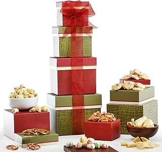 Broadway Basketeers 4 Box Gourmet Food | Tower Snacks | for Women, Men, Families, College – Delivery for Holidays, Appreciation, Thank You, Christmas, Corporate, Get Well Soon Care Package
