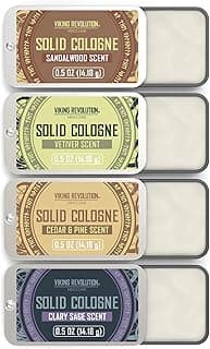 Viking Revolution 4 Pack Mens Solid Colognes 0.5 Oz - Men Solid Perfume with Cedar Wood, Clary Sage, Vetiver, Sandalwood Cologne for Mens - Travel Cologne Wax Gifts for Men