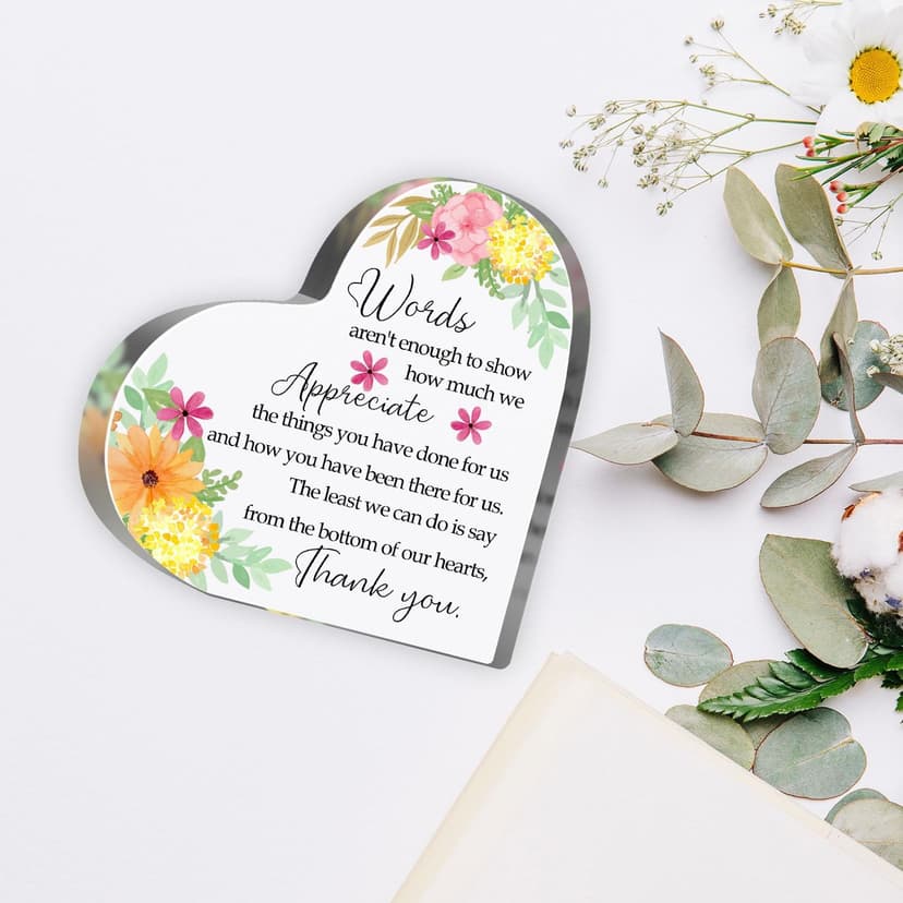 Thank You Gifts for Women Coworkers Boss, Thank You Presents for Friends Teacher, Appreciation Paperweight Desk Decor Plaque, Inspirational Office Sign Acrylic Heart