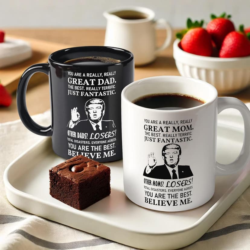 Breezy Valley Mom and Dad Mugs Christmas Gifts for Parents from Daughter Son - New Parent Gifts for Mommy Daddy from Children Kids, Funny Birthday Anniversary Mom and Dad Coffee Mugs Set Gift Ideas