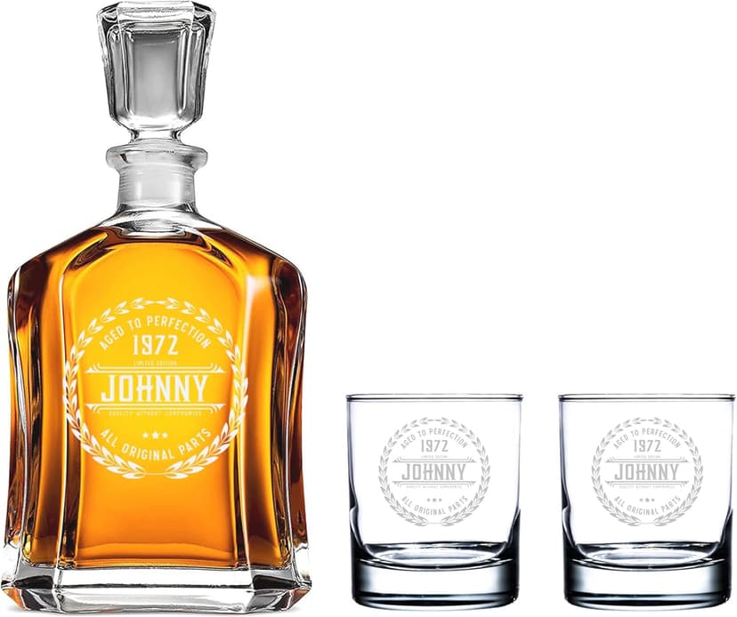 Personalized Whiskey Decanter - 4 Designs - Birthday Gifts for Men 2025, Dad, Husband, Him, Boyfriend - Men Whiskey Gifts - Personalized Gifts for Men - Bourbon, Scotch Gifts - Fathers Day Gift Ideas