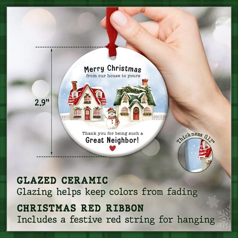 Neighbor Christmas Ornament 2025 - Thoughtful for Neighbors, Meaningful Keepsake Tree Decoration, Thank You Xmas Ornament, Unique Neighbor Gift Idea for Home Décor