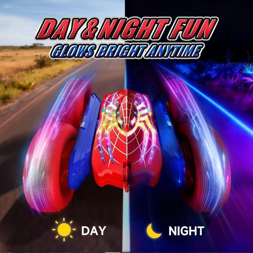 360°Flip Remote Control Car Toys for 3-12 Boy Toys, 4WD RC Cars Double-Sided with Glowing Hero Eyes & Legs, 2.4GHz Drift RC Stunt Race Car, Christmas Birthday Gifts for Boys Age 3 4 5 6 7 8 9 10 11 12
