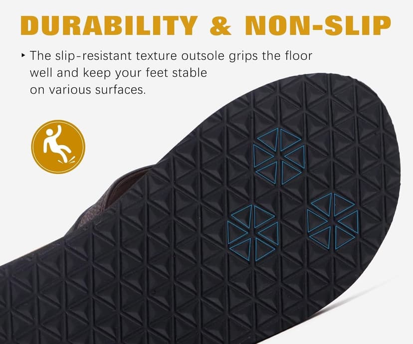 KuaiLu Men's Yoga Mat Leather Flip Flops with Arch Support Comfortable Cushion Walking Thong Sandals Slip On Indoor Outdoor