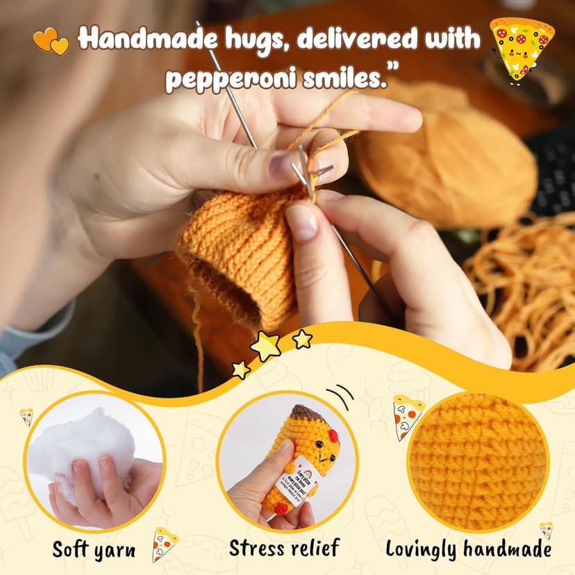 Romantic Gift For Couple Boyfriend Girlfriend Cute Handmade Crochet Pizza For Anniversary Valentine’s Day Love Gifts For Husband Wife Partner Small Birthday Gift Idea for Couples Pizza Decor