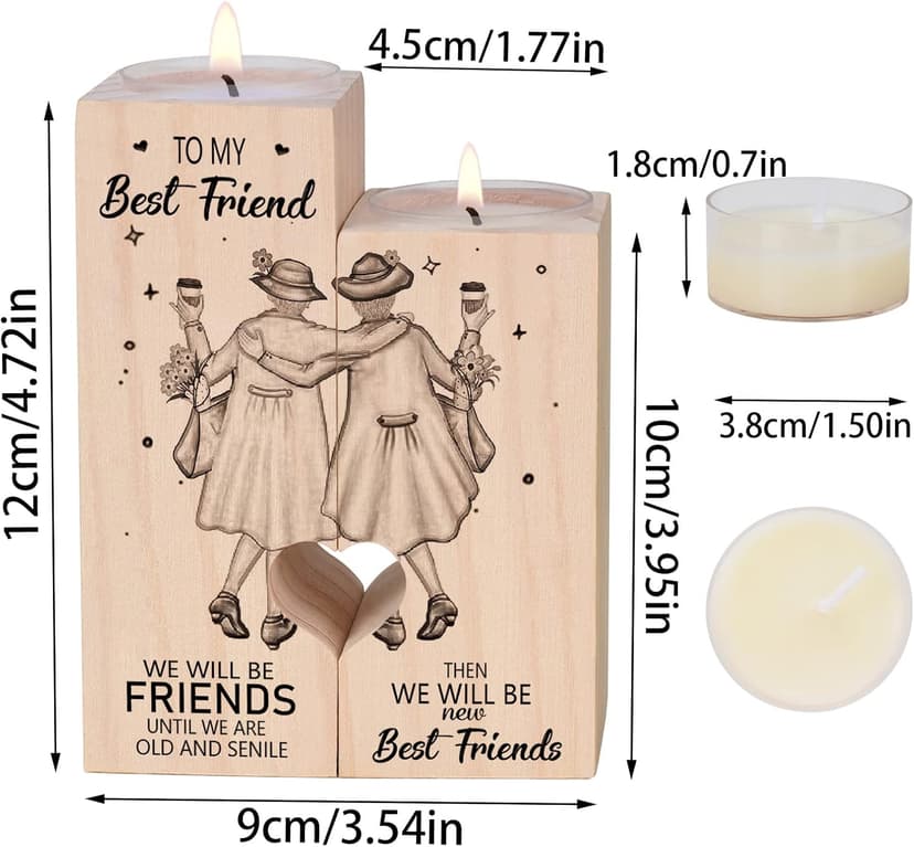 Candle Holder for Friend - Gifts for Friends，Women Female Girl Friends Personalized Custom Friendship Birthday Gift，Best Women Gift Idea for Christmas Thanksgiving