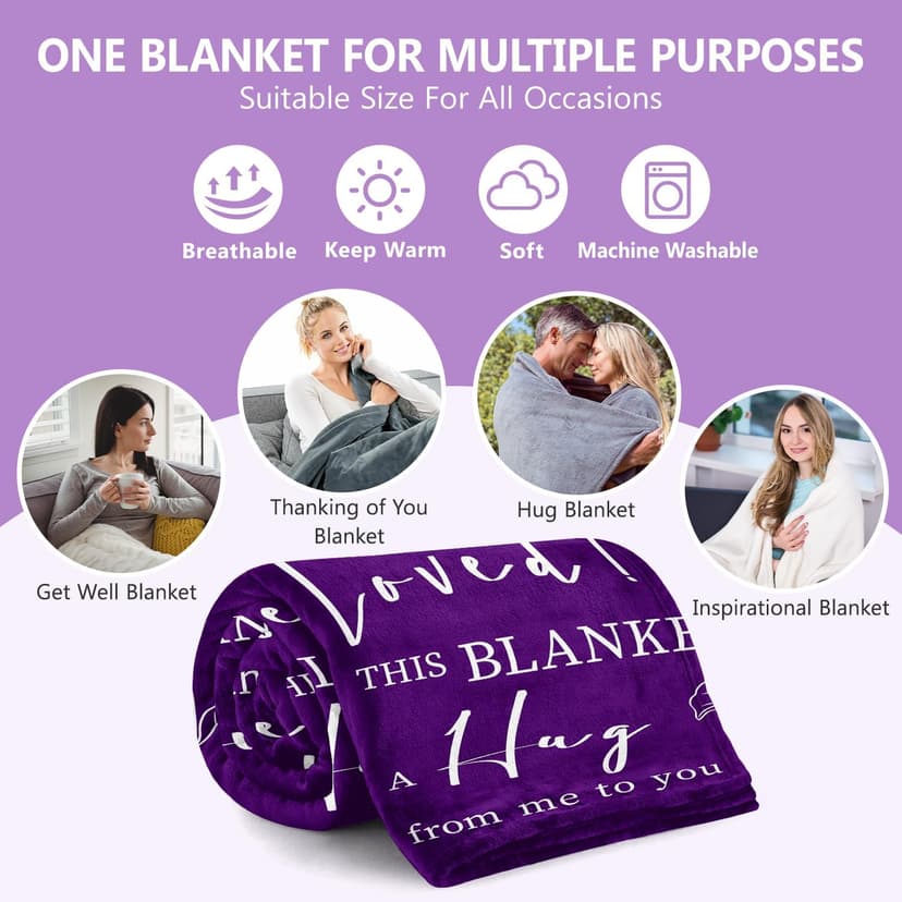 Get Well Gifts for Women After Surgery - Hug Blanket - Thinking of You Gift for Mom Friend Sister - Feel Better Inspirational Gifts for Women - Get Well Soon Gift - Purple Sunflower Blanket 50"x60"