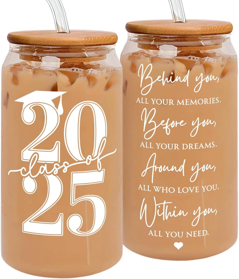 Graduation Gifts - Graduation Gifts 2025 High School - College Grad Gift for Her, Him, Women, Men, Graduates, Friends, Sister - Graduate Gift Ideas - Class of 2025 Cup - 16 Oz Can Glass
