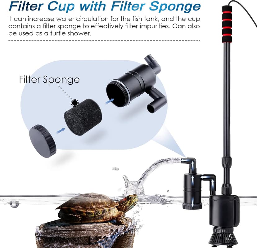 AQQA Electric Aquarium Gravel Cleaner, 6 in 1 Automatic Fish Tank Cleaning Tools Gravel Vacuum for Aquarium, Suitable for Change Water Wash Sand Water Filter and Water Circulation (320GPH, 20W)