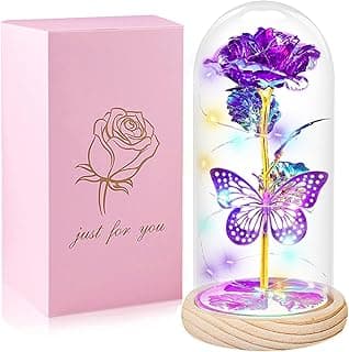 QUNPON Mothers Day Rose Gifts for Mom Flowers Rose Gifts for Women,Birthday Gifts for Women,Purple Butterfly Flowers for Mom Mother Day Flower Gifts from Daughter Son,Gift for Sister,Her,Grandma,Wife