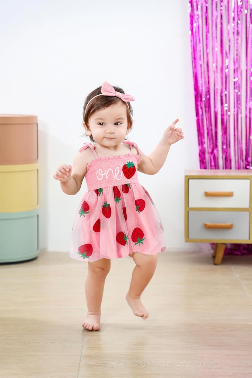 Baby Girl 1st Birthday Clothes One Year Old Tulle Romper Sleeveless Bodysuit Cake Smash Outfits