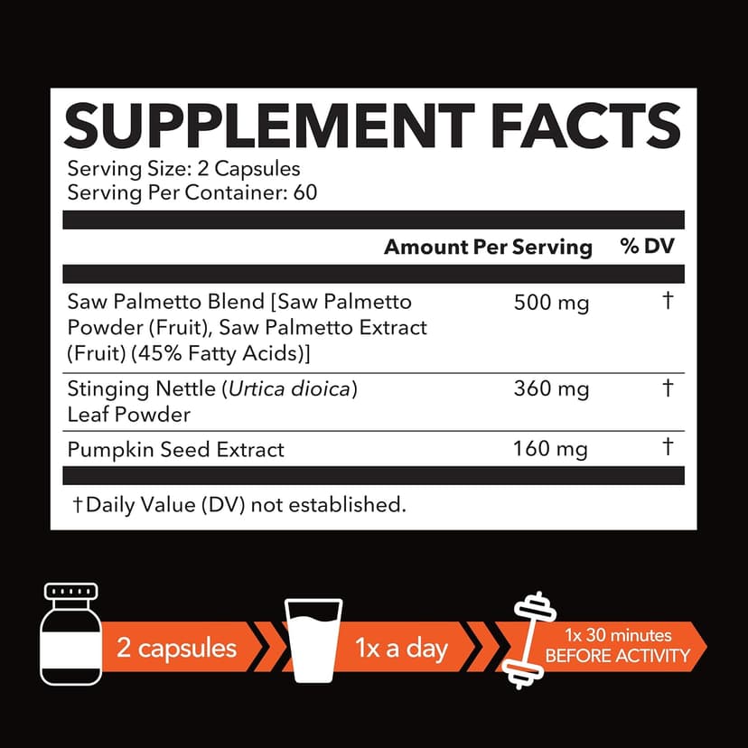 HAVASU NUTRITION Saw Palmetto Supplement with Stinging Nettle and Pumpkin Seed Extract - Advanced 3X Formula - DHT Blocker Urinary Health and Prostate Support for Mens Health - Vegan, Non-GMO Capsules - 2 Month Supply