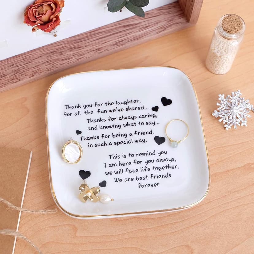 PUDDING CABIN Friend Birthday Gifts for Women,Friendship Thank You Ring Trinket Dish,Going Away Gifts for Friends,Long Distance Gifts for Women Moving Retirement Gifts For Woman