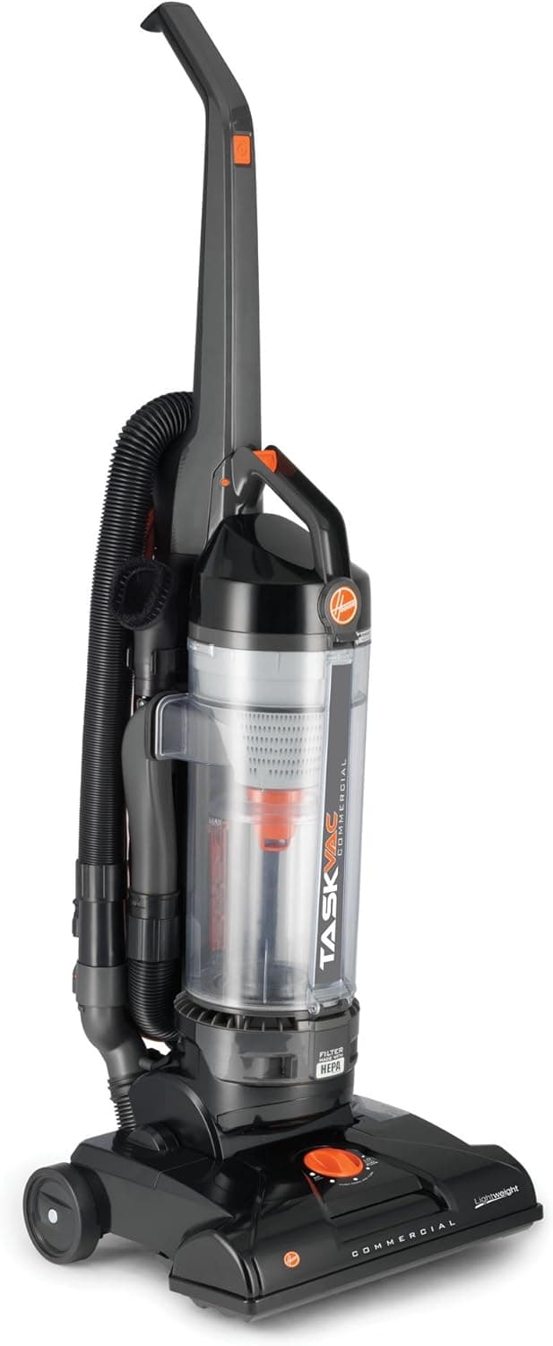 Hoover Commercial TaskVac Bagless Upright Vacuum Cleaner, Furniture Guard Lightweight HEPA Filtered Professional Grade Long-Lasting, 15 Pounds 35-Foot Long Cord, CH53010, Black