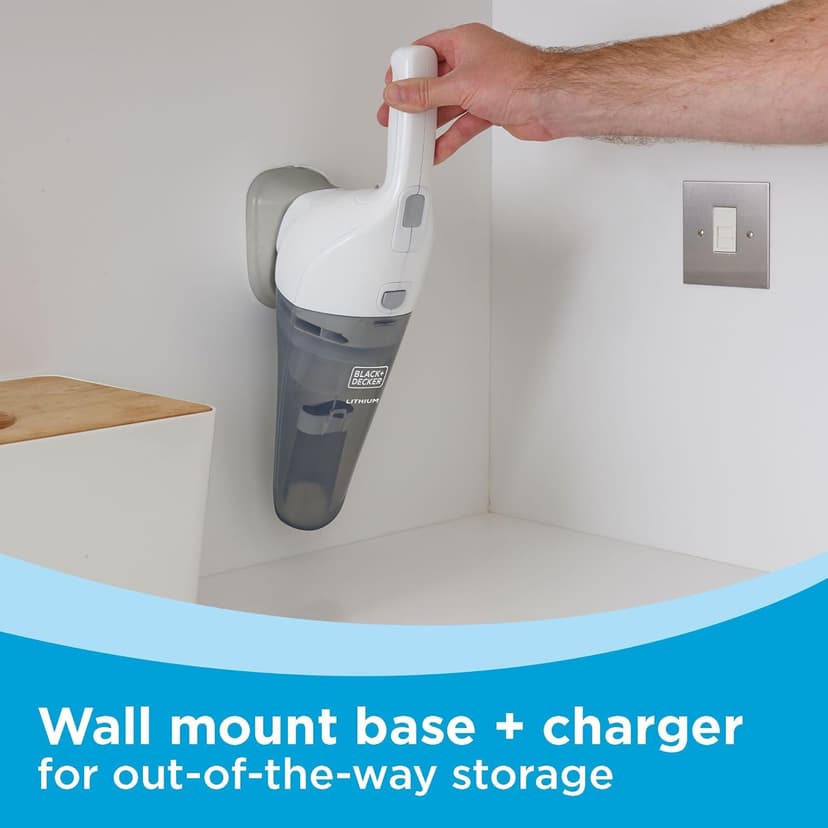 BLACK+DECKER Cordless Lithium Handheld Power Vacuum with Wall Mount Base and Charger, White (HNV220BCZ10FF)