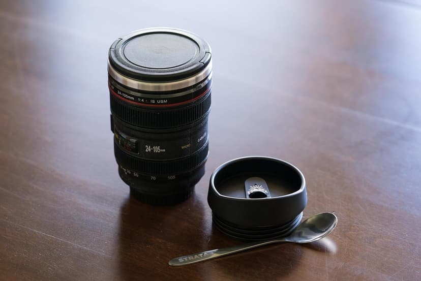 STRATA CUPS Camera Lens Coffee Mug -13.5oz | (2 LIDS + SPOON + BAG) Gift for Him, Dad Gifts, Photography, Camera accessories, Novelty Gifts