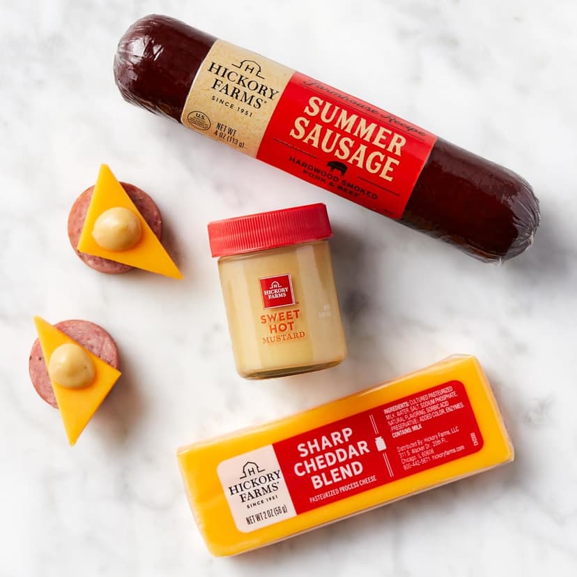 Hickory Farms Meat and Cheese Stocking Stuffer - Gift Basket - 4 Pack| Gourmet Charcuterie Food Christmas Gift | Perfect for the Holiday