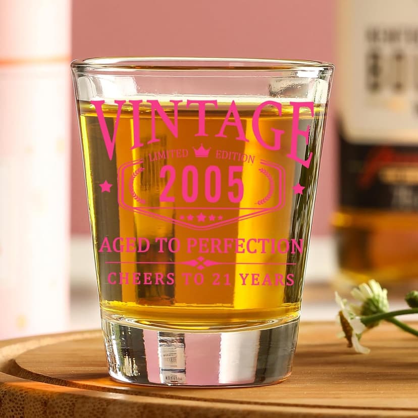 21st Birthday Gifts for Her - Limited Edition Shot Glass - Vintage 2004 Cheers To 21 Years, Finally 21 Party Decorations Supplies - Turning 21 Bday Present for Girl Women Sister Daughter Friends
