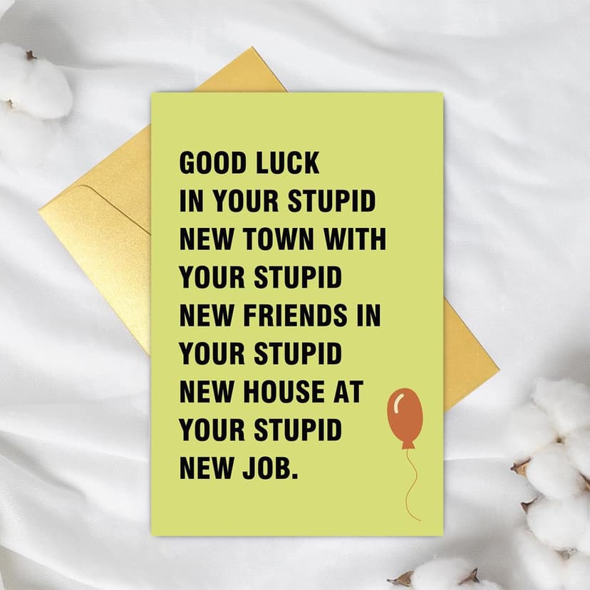 Supoeguk Hilarious Moving Away Gift for Friend, Sarcasm Good Luck Card for Men & Women, Farewell & Goodbye Card