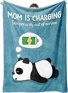 Craftique Gifts for Mom Birthday Christmas- Funny Soft Mom is Charging Blanket- New Moms Gifts for Women, Practical Blanket Throw for Napping Travel, 60”×50”