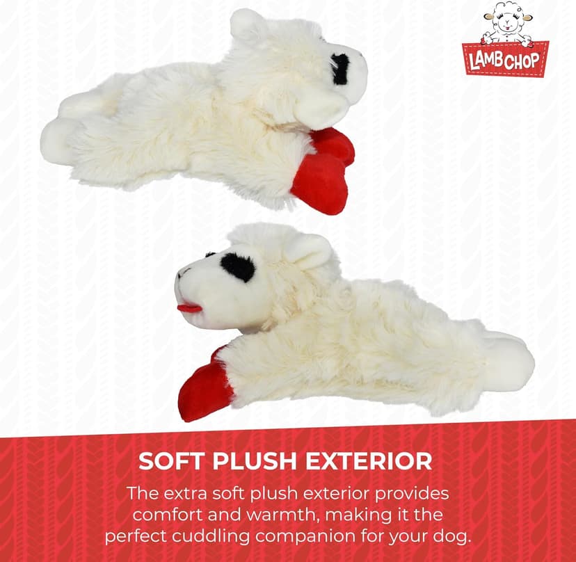 Multipet Lamb Chop Dog Plush Toy - Squeaky Toy for All Dogs - Extra Soft Plush - Stuffed Animal Dog Toy for Cuddling & Playing - Cute Pet Toy (6", Cream)