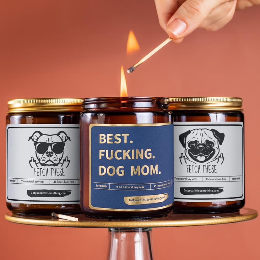 Best Dog Mom Funny Scented Candle - Dog Mom Gifts for Women for Birthday Christmas Mothers Day Thanksgiving - Birthday Gift from Dogs, Fur Mama Gift Ideas, Animal Decor - Pet Lovers Candle