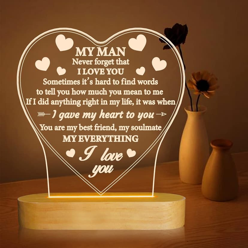 Gifts for Him, I Love U to My Husband's Gifts with Warm Light for Home Decor, Gifts for Birthday, Xmas,Holidays, A Thankyou Gifts for Him Husband Boyfriend My Man