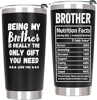 Breezy Valley Brother Gifts, Gifts for Brother from Sister Brother - Best Gifts for Older Little Brother Adult, Funny Brother Birthday Gifts Ideas for Brothers, Presents for Brother Tumbler Coffee Cup