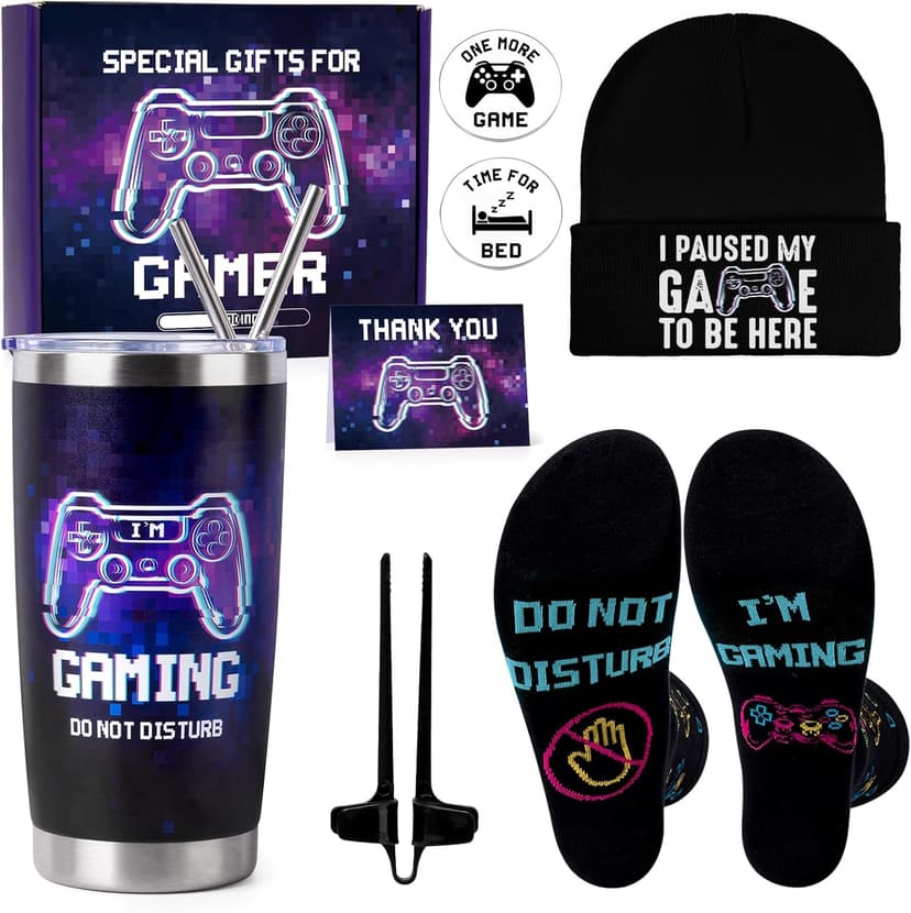 Gamer Gifts for Men Teens Boys, Cool Gaming Gift Bulk Set for Game Lover, Gaming Mugs, Teen Boy Gift Gaming Stuff, Birthday Valentine Christmas Gifts for Gamers Men Girl Boyfriend Husband Teenage Idea