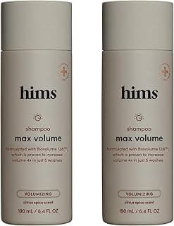 hims Max Volume Shampoo, 2 Pack - Volumizing Natural Shampoo for Men with Biotin - Adds Volume, Shine & Bounce - Citrus Spice - 2 x 6.4 fl oz