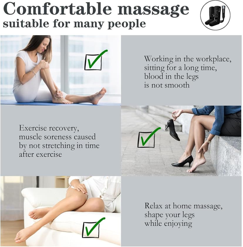 Gifts for Dad Mom Men Women Christmas Mothers Day, Fathers Day, Air Compression Massager with Heat for Foot, Leg, Calf, Thigh, Knee, Helpful for Vericose Veins, Muscle Fatigue, Cramps, Swelling, Edema