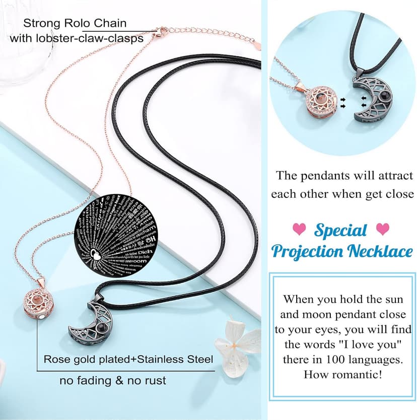 UPROMI Couple Necklace for Boyfriend/Girlfriend/Husband/Man/Soulmate, Anniversary Christmas Birthday Wedding Gifts for Him Her