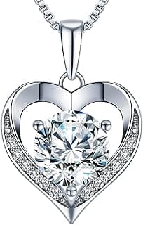 Heart Pendant Necklace Gifts for Wife, Engraved 'I LOVE YOU' Gift for Wife, 1-3 Carat Moissanite Necklace, Anniversary Eternity Jewelry Present for Wife, Birthday Gifts for Women