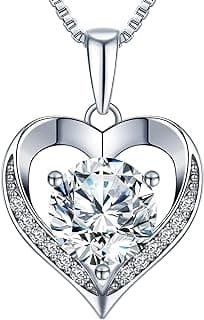 Heart Pendant Necklace Gifts for Wife, Engraved 'I LOVE YOU' Gift for Wife, 1-3 Carat Moissanite Necklace, Anniversary Eternity Jewelry Present for Wife, Birthday Gifts for Women