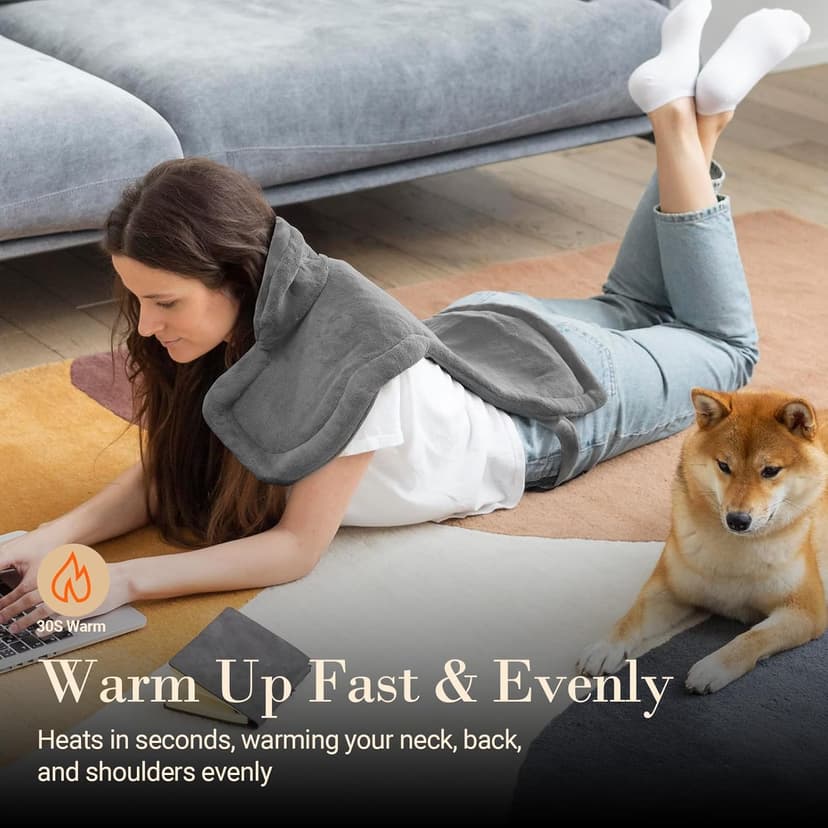 Comfier Heating Pad for Back Pain Relief, Fast Heating Pads for Back Neck and Shoulders, Electric Heated Wrap, 3 Heat Levels & 90-Mins Auto Shut Off, Birthday Gifts for Mom Dad Women Men