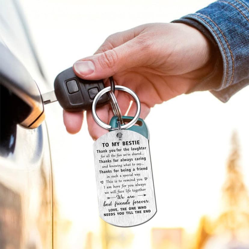 to My Bestie Gifts for Her - Bestie Birthday Friends Friendship Engraved Keychain Gifts